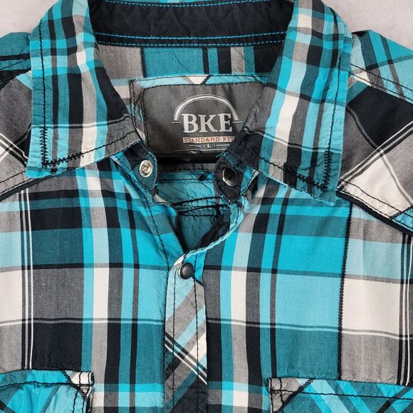 BKE Buckle Standard Fit Men's Plaid Pearl Snap Long Sleeve Shirts Size Large - Picture 3 of 7